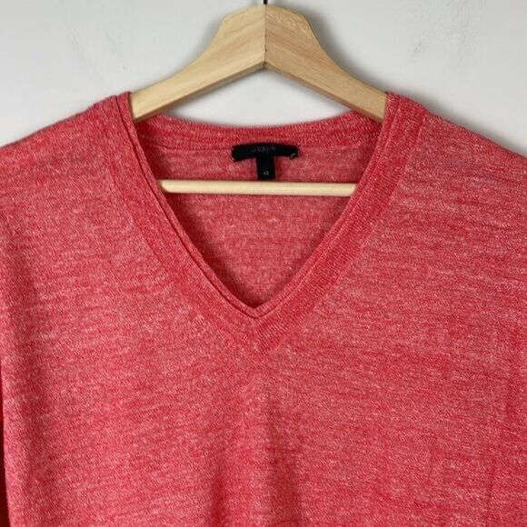 J. Crew Merino Linen Pink V-Neck Sweater Size Extra Small - Picture 2 of 8